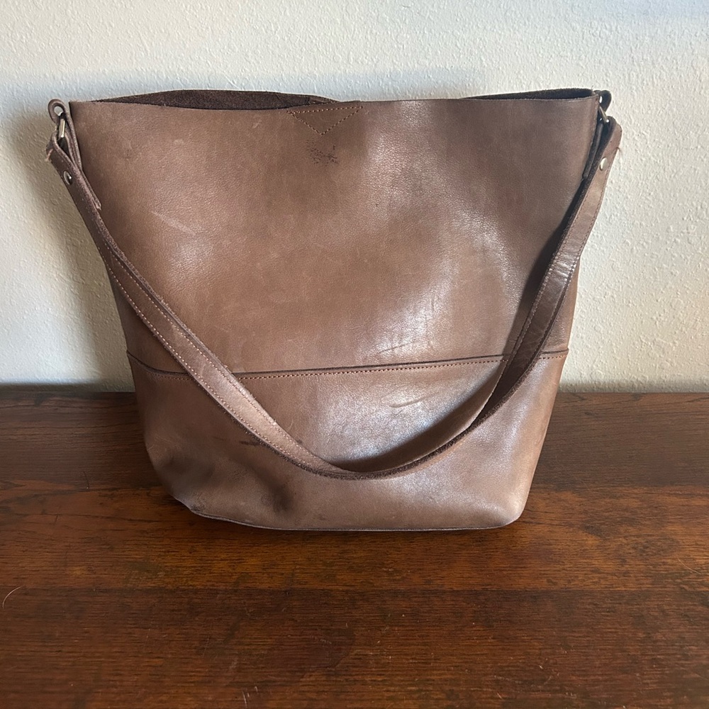 Brown Genuine Leather Shoulder Bag Preppy Equestrian Country Club